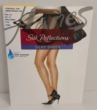 Silk Reflections COOL COMFORT SilkySheer Control Top Reinf Toe BARELY THERE SzCD