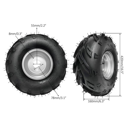 Neuf 16x8.00-7 pneus VTT roue jante de pneu 16x8-7 16/8-7 16x8x7 Go