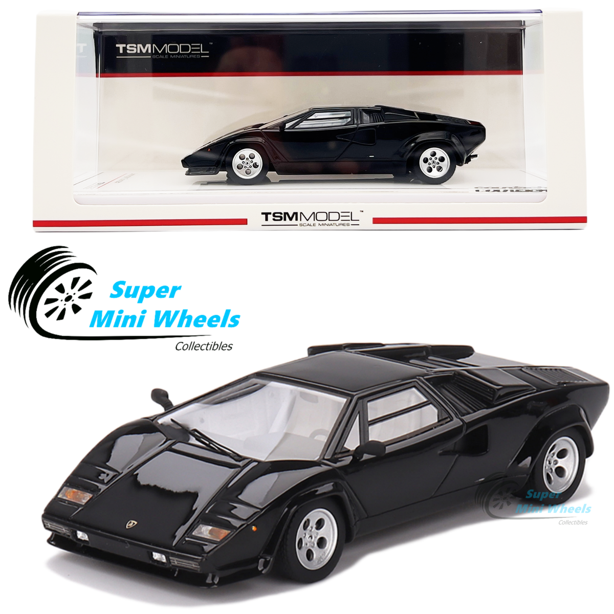 TSM-Model 1:43 Lamborghini Countach 5000S Black - Resin
