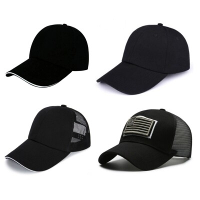 Fashion Men Baseball Cap Plain Adjustable Solid Blank Hat Trucker Style Visor