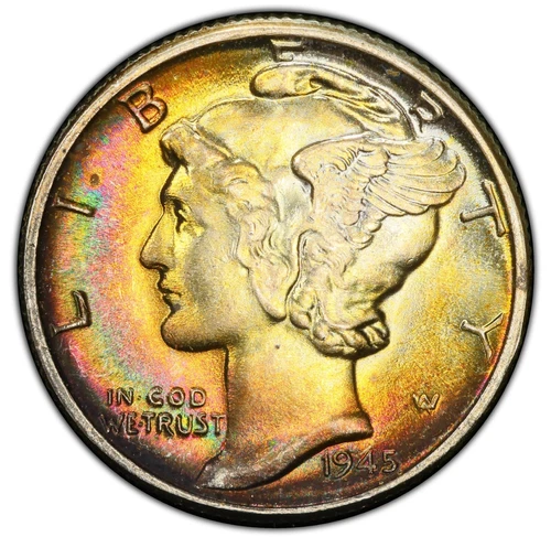 1945-P - Mercury Dime - PCGS MS67 CAC - INCREDIBLE BEAUTY! LOOKS MS68!