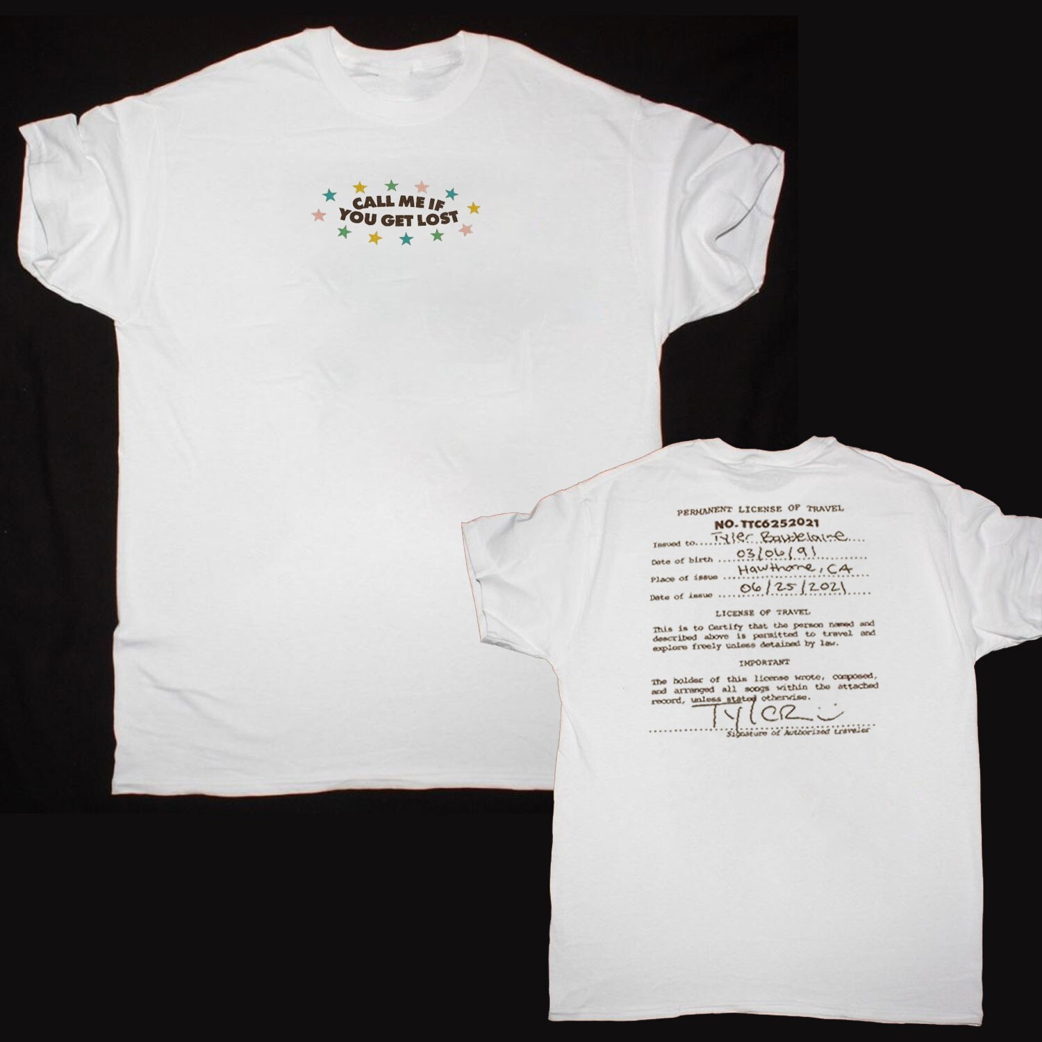 Call Me If You Get Lost T Shirt Tyler The Creator Band Tee White Tour