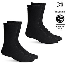 Jefferies Socks Mens Merino Wool Hiking Outdoor Work Black Crew Boot 2 Pack