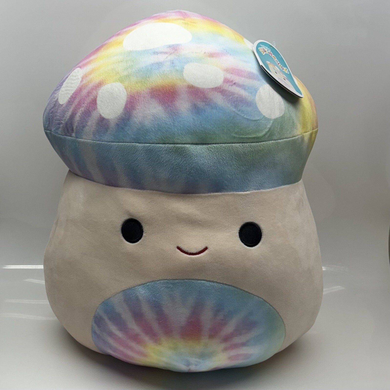 Squishmallow 14 Inch Kervena Rainbow Tie Dye Mushroom Plush 2022 Rare NWT