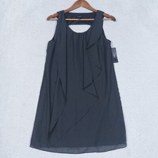 A. Byer Mini Dress Women's Medium Black Sleeveless Chiffon Ruffled Shift NWT