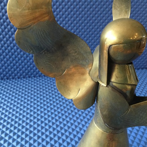 VTG Handmade Brass Angel Candelabra Candle Holder Religious Antique Xmas Decor - Picture 8 of 12