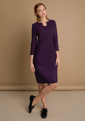 Knee Length crepe purple wool dress fully lined Made in London Size UK12 |  eBay