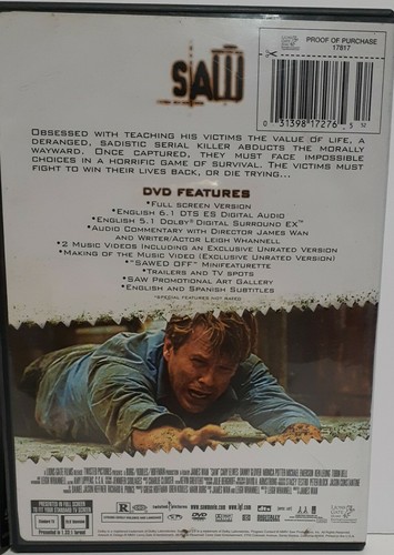 Saw R rated and Saw IV 2007 (DVD, 2007, Full Screen - Unrated Directors Cut) - Picture 5 of 5