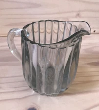 Vintage Pitcher Heavy Clear Glass Juice Pitcher Ribbed Hobnail Bottom 17 ounces