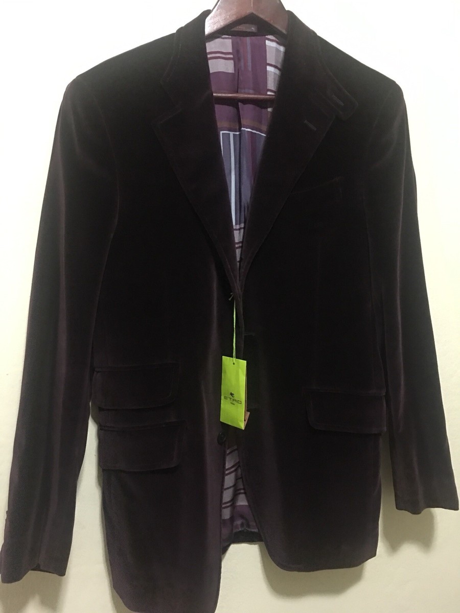 ETRO Milano Men’s Velvet Button Blazer Lined Size 46