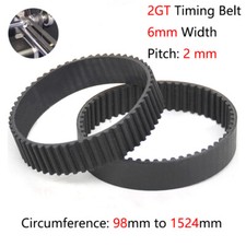 2GT 2mm Pitch Rubber Timing Belt Closed Loop 6mm Width for CNC, 3D Printer New