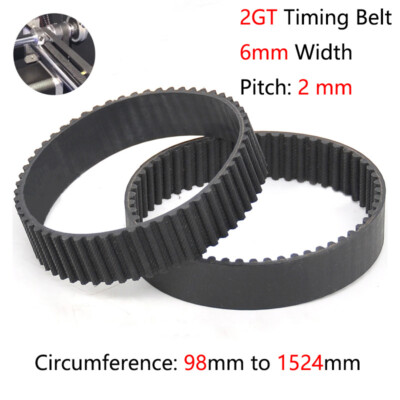 2GT 2mm Pitch Rubber Timing Belt Closed Loop 6mm Width for CNC, 3D Printer New