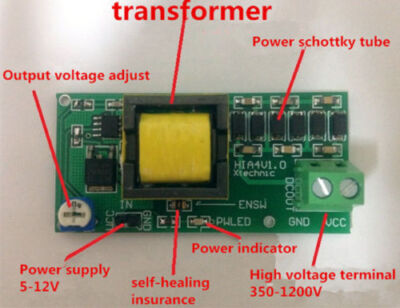 High Voltage DC-DC   Converter 5V-12V Step up to 300V-1200V Power Module #T2