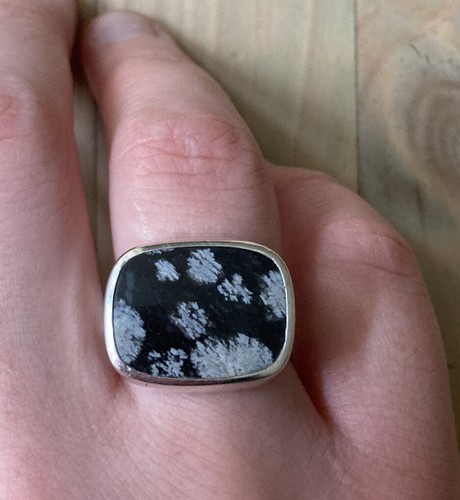 Snowflake Obsidian Ring | eBay