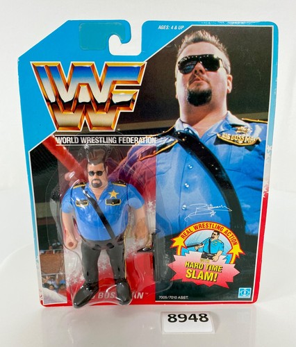 Vintage WWF Hasbro Big Boss Man Series 1 Blue Card...