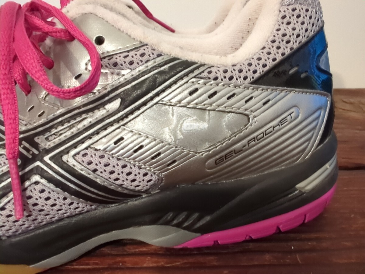 Asics Gel-Rocket Womens Shoes Size 11 Gray Pink Volleyball