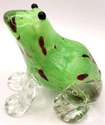Green Frog Hand Blown Art Glass See!