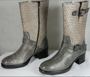 Pons Quintana Tiras De Cuero Gris \u0026 Marrón Topo Biker Riding Botas Mujer EU  40 nos 10 | eBay