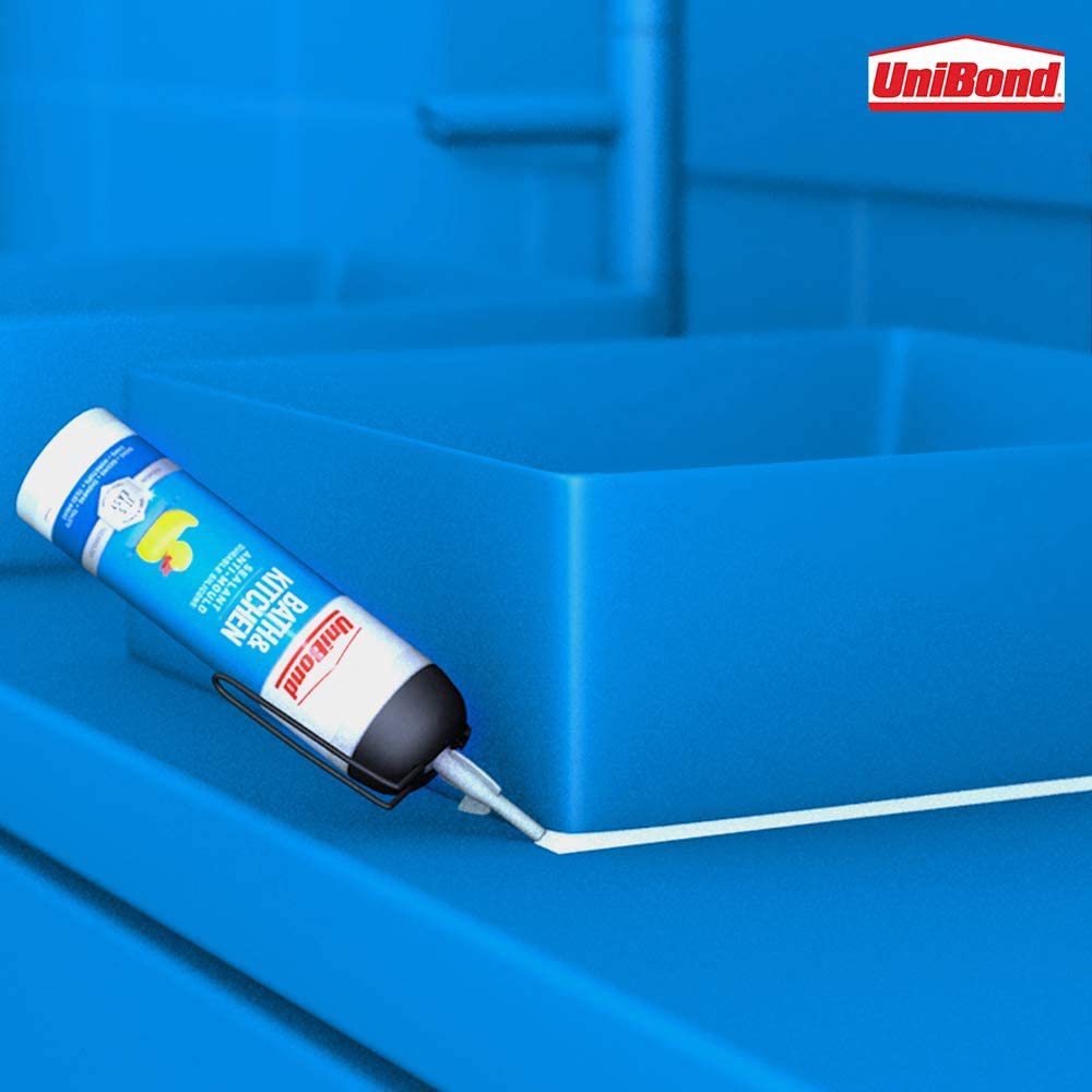 UniBond 2676103 Bath & Kitchen Sealant, Mould Resistant White Silicone