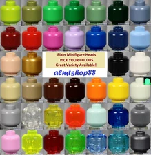 LEGO - Minifigure Heads - Plain Colors Solid Monochrome Lot Food Pumpkin Cabbage