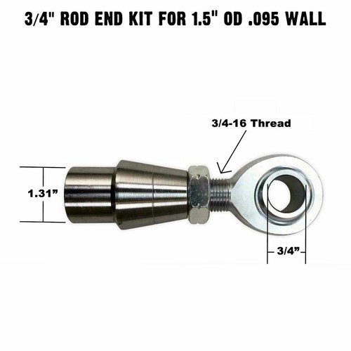 RIGHT 3/4" Chromoly Heim Joint Rod End High Angle Spacers 1.5" OD .095 Wall Tube - Picture 4 of 9