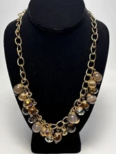 Chunky Gold Tone Chain and Beads Necklace Maximalist Glam Statement Piece