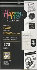 NEW! Happy Planner BLACK AND WHITE Planner Stickers 573 PcS FAST FREE ship!
