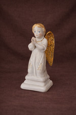 Antique Porcelain Praying Angel — Miniature Devotional Figure, One Wing Missing