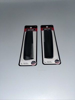 ACE Black Pocket Comb #07841 USA 5'' SEALED ~ 2015 Made In USA ~ Lot Of 2