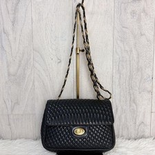 BALLY B Logo Turn Lock Quilted Leather Chain Shoulder Bag Black From Japan