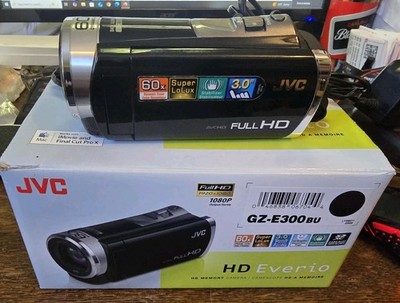 JVC EVERIO GZ-E300BU Full HD 1080p Camcorder 60x Zoom Touch Screen W/Box, PwCord