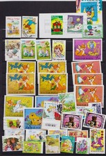Lot Timbres Thématique BD Dessin Animé Animation Mickey Tintin Snoopy Disney