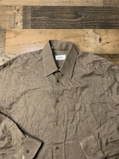 Brioni For Neiman Marcus Dress Shirt Mens XL Brown Cotton Italy Long Sleeve