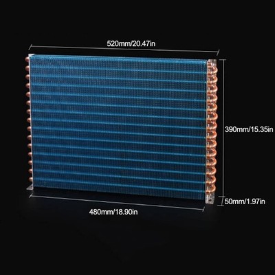 Aluminum-Cu Fin-Tube Heat Exchanger 520*390*50MM Condenser Air/Water-cooled &ex