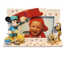 VINTAGE DISNEY PARKS 3D FRAME 3 1/2 X 5 MICKEY PAINTING WITH PLUTO & PUPS