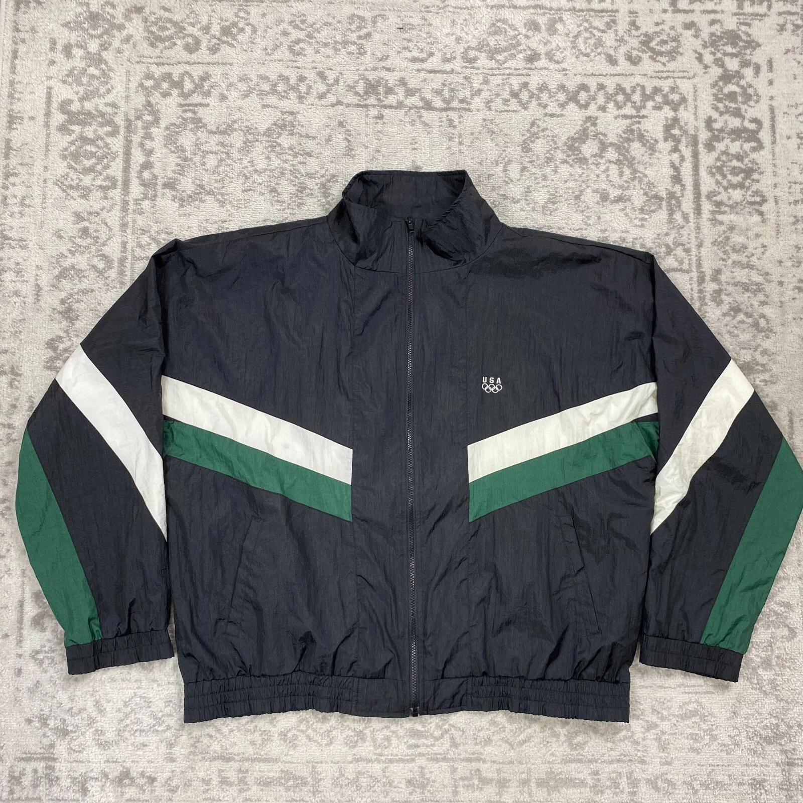 USA Olympic Apparel JcPenny Men’s Vintage Full Zip Windbreaker Jacket Size XL