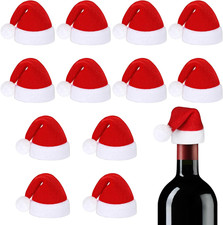 Velvet Mini Santa Hats for Bottle Covers, 2.75" X 4.3" Christmas Decor
