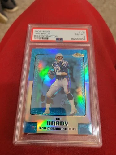 Tom Brady - 2006 Topps Finest -Blue Refractor 048/299 - PSA 8 #105