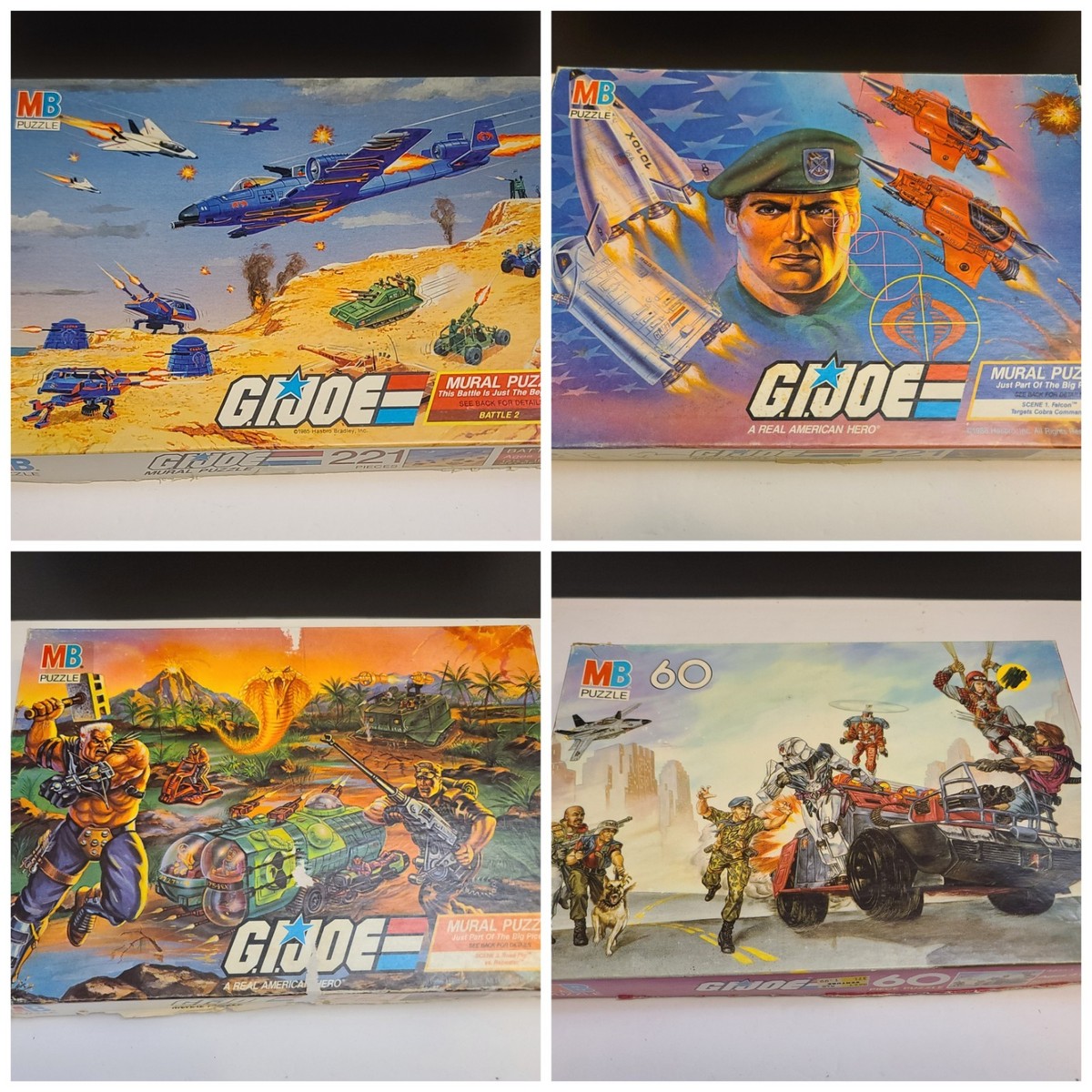 VINTAGE Hasbro 1980's G.I. JOE Puzzles Set Of 4 Puzzles READ