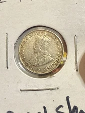 1922 Australia Three Pence 0.9250 Silver Rare Bar/spike In Shield Error See Pics