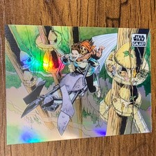 2021 Topps Chrome Star Wars Galaxy Speeder Bike Chase #1 Refractor Leia Ewoks