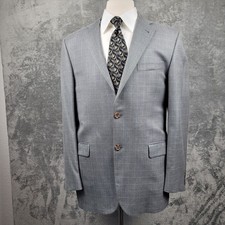 Burberry London Blazer Mens 40R Gray Windowpane Check Made in USA Sport Coat