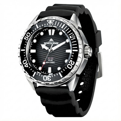 North Edge TRITON Solar Dive Watch Phantom Black 45.8mm 300m Waterproof - New UK