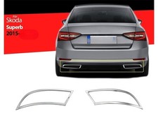Auspuffblenden für Skoda Superb ab 2015 Edelstahl Chrom Auspuff Attrappen 2 tlg