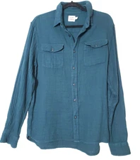 Flint And Tinder Shirt Mens Medium Button Down Long Sleeve Gauze Huckberry