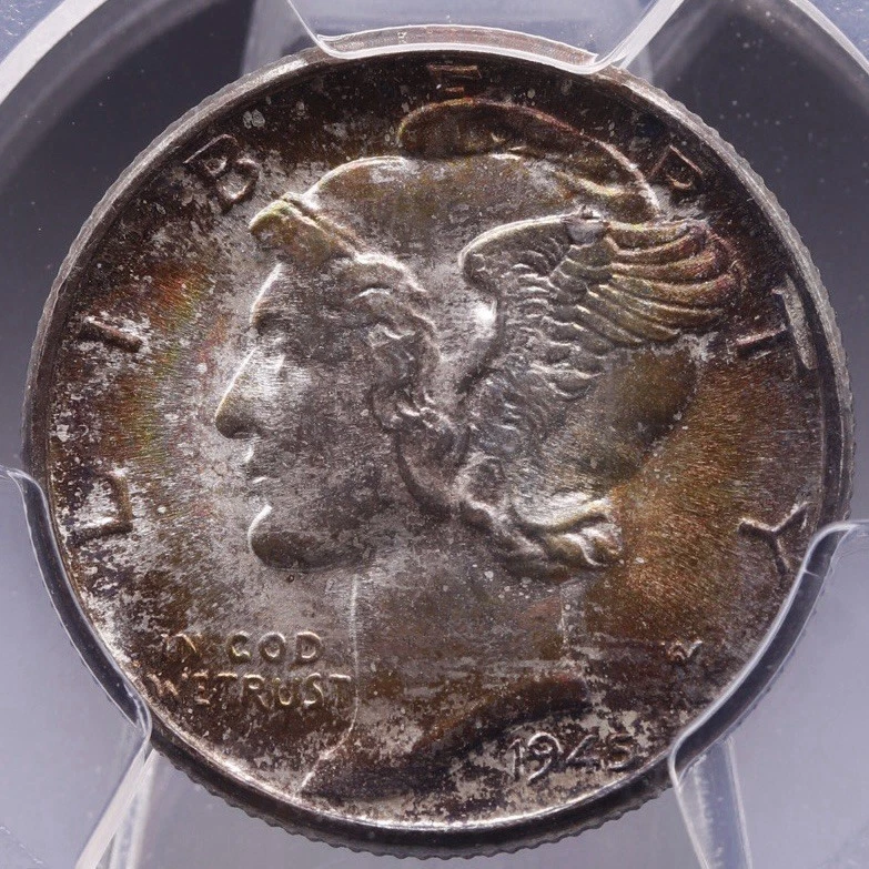1945-D Mercury Dime 10C Silver PCGS MS67+ FB Full Bands Gem Rainbow Toned - Image 3 of 4