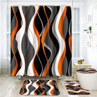 Geometric Orange Shower Curtain Set with Rugs Black and Gray Modern Orange Ba...