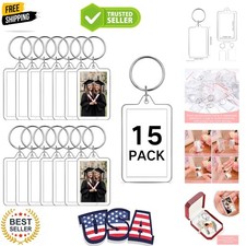 Acrylic Photo Frame Keychain Holder Photo Picture Insert Blank Keyring for DI...
