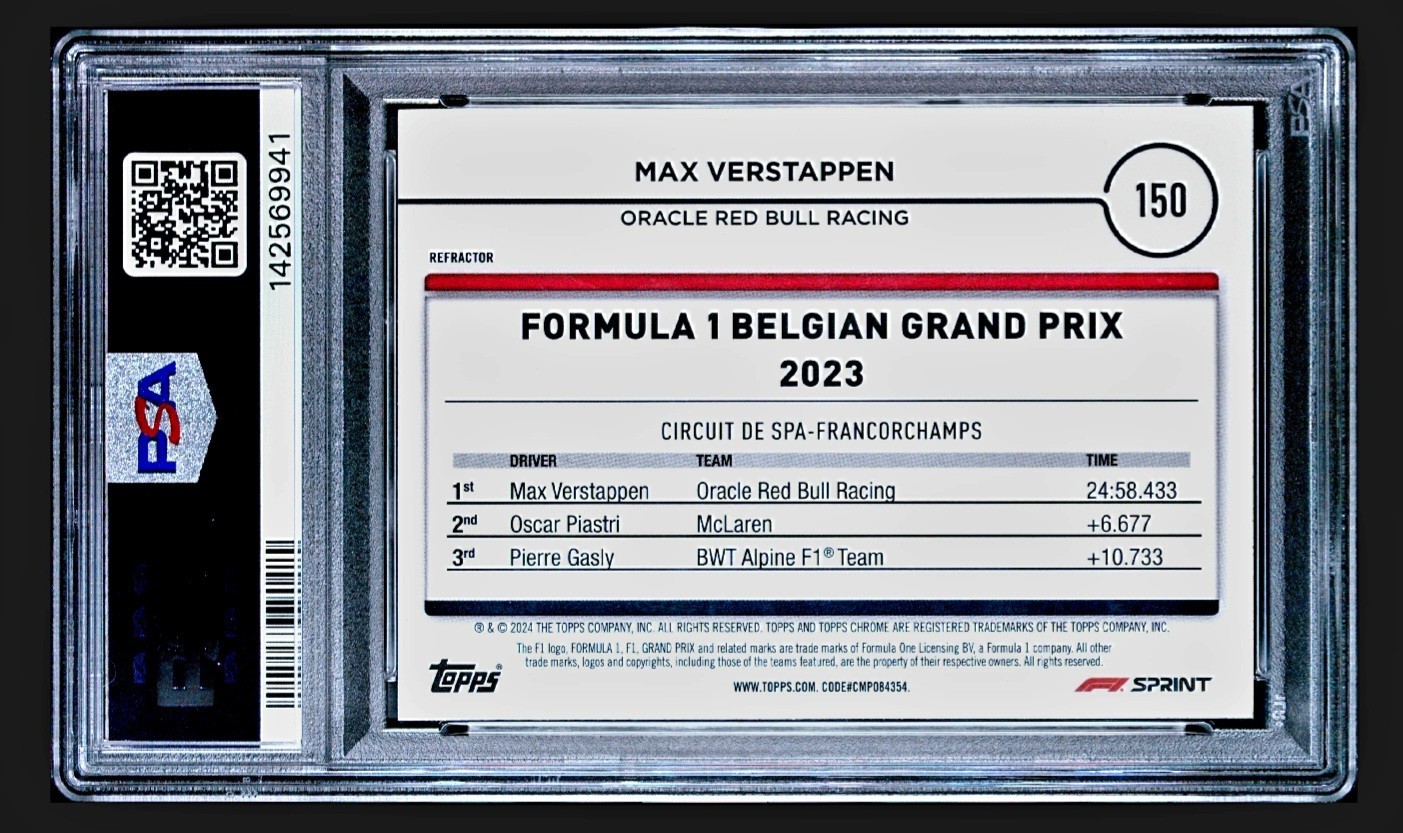 2024 ⛽ PSA 9 Max Verstappen Topps Chrome F1 #150 Refractor Formula 1 Red Bull view 2