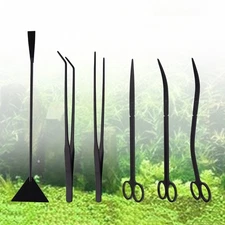 Aquascaping Tools 7 in 1 Kit Aquarium Plant Scissors Tools Set Curved & Waved US